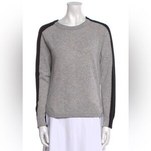 100% Cashmere Minnie Rose, Gray and Black Colourblock Crew Neck Sweater.